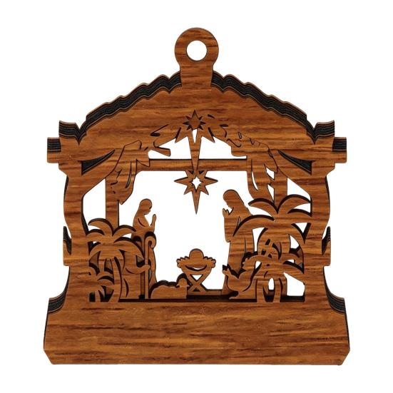 Magnetic Fridge Magnets for Christmas 3D Wooden Light Up Ornament, Layered House Tree Snowman Reusable Festive Decorations Nativity Scene Hanging