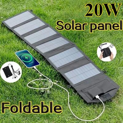 20W monokryštalický kremíkový skladací solárny panel pre vonkajšie prenosné nabíjanie mobilného telefónu a výrobu energie fotovoltaický panel