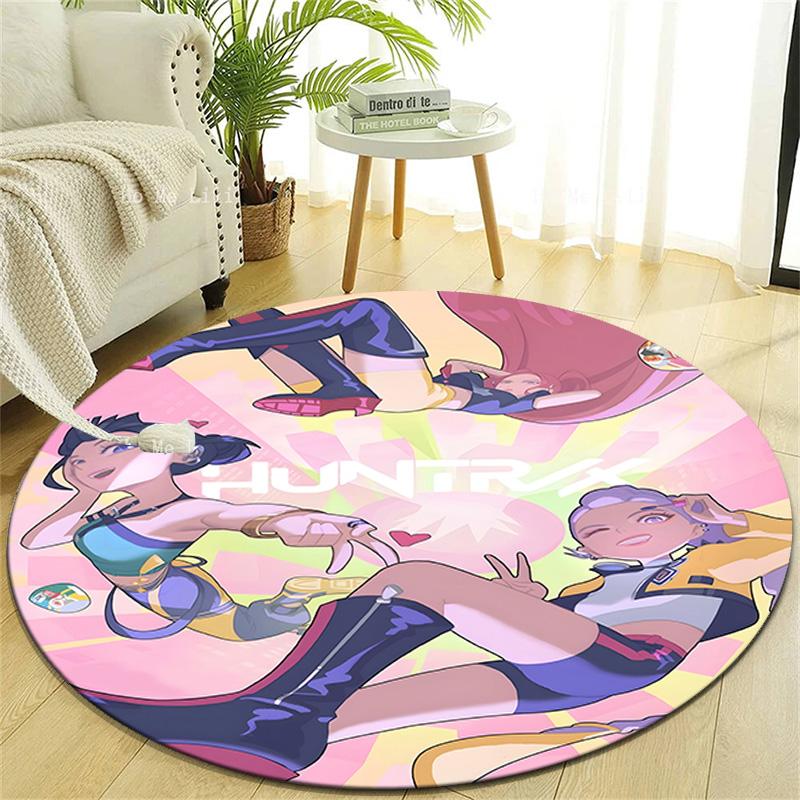 1pc KPop Demon Hunters2 Design Printed Area Round Carpet for Bedroom Living Room Home Decor Rugs Mat Non Slip Mat Rug for Bedside