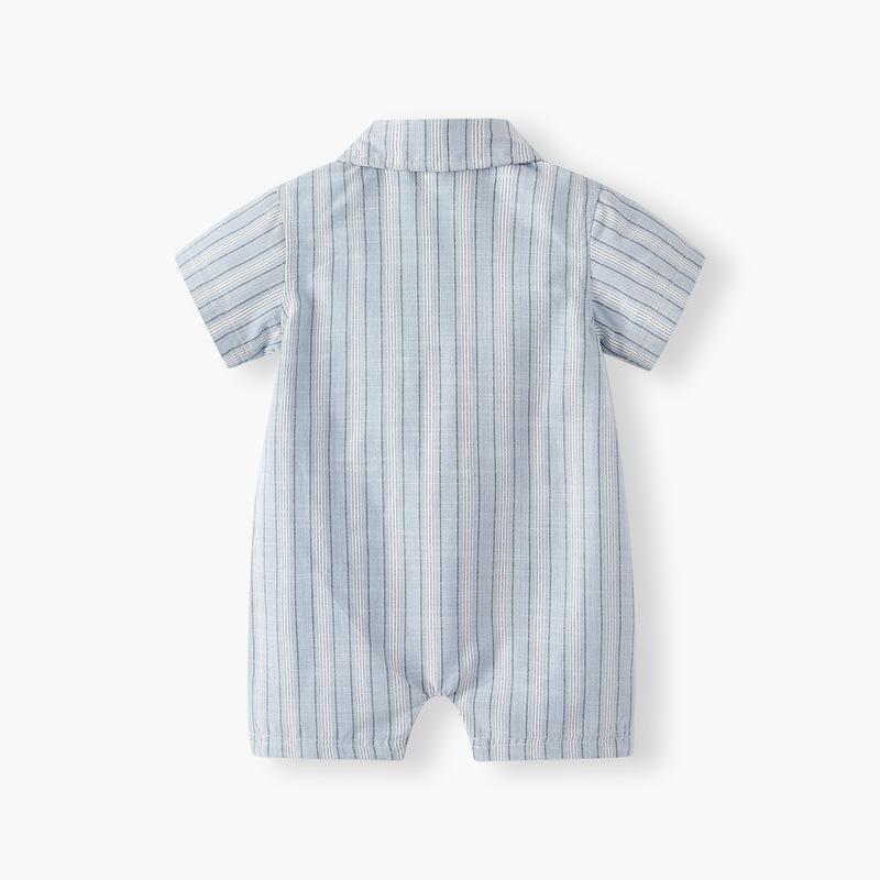 Bawełniany kombinezon niemowlęcy w paski - Kolekcja Lato 2025 dla chłopców