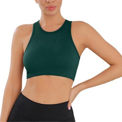 Women's Fashion Thread Yoga Vest Seamless Knit Running Sports Tight Fitness Yoga Vest Top