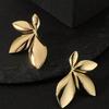 1 Paar Modische Hochwertige Goldene Edelstahl Blatt Ohrringe