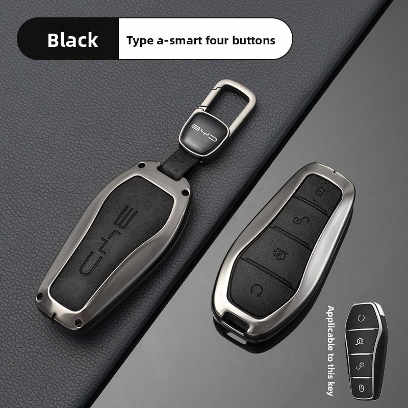 

Leather Car Key Case Cover for BYD Song Plus Seal Atto 3 Han EV Dolphin Qin Plus U Dmi Protection Key Bag Keychain Accessories чёрный