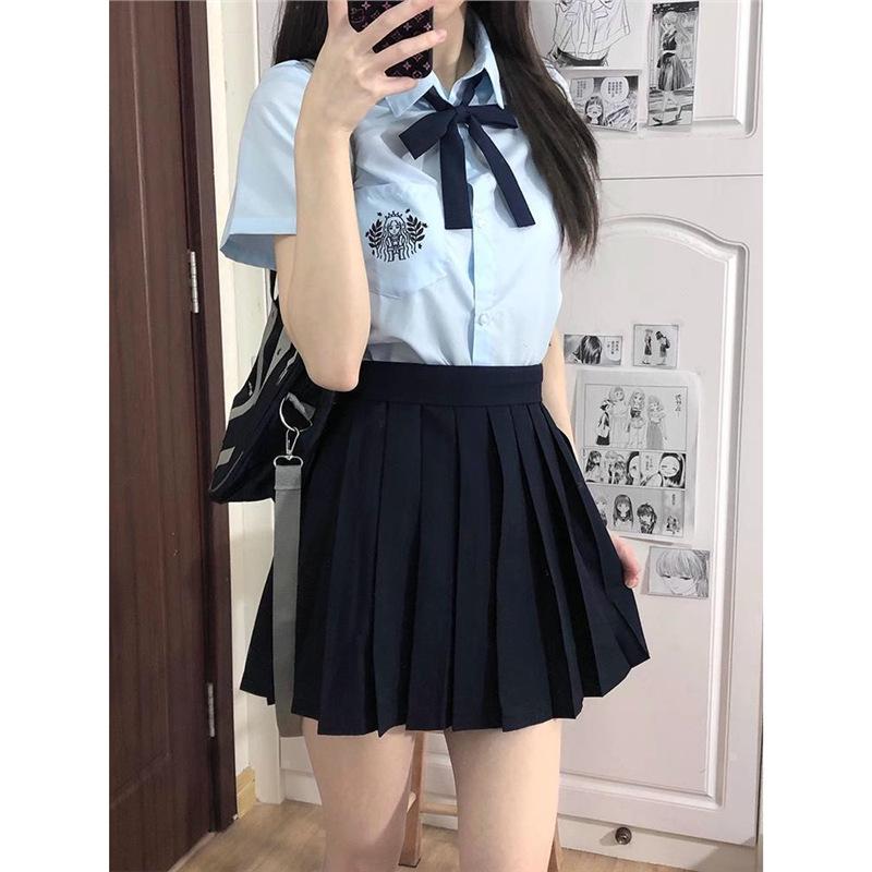 Women's Pink Japanese College Style Short Sleeve Shirt