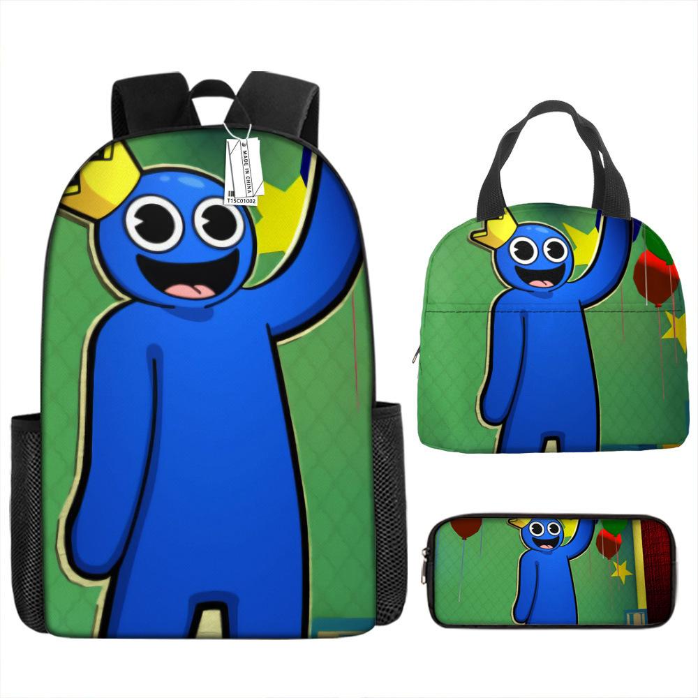 Rainbow Friends School Bag Rainbow Friends Backpack Three-piece Set for Elementary School Students Large Capacity Cartoon Computer Bag