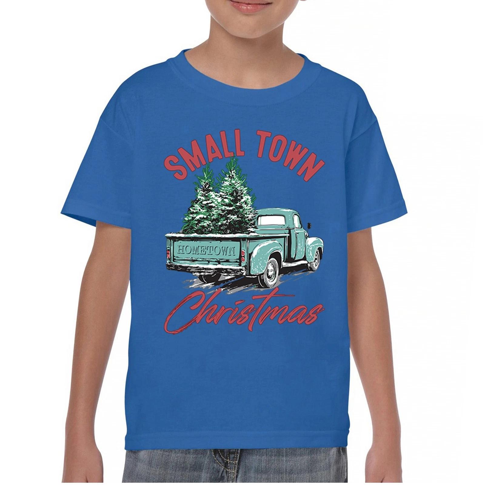 Small Town Christmas Youth kids boys T-Shirt Hometown Holiday Spirit Xmas Tree Cozy Kids 160