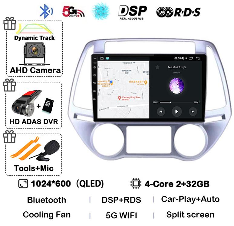 Android 14 Carplay Auto WIFI+4G Car Radio For Hyundai I20 2008 - 2014 Stereo GPS Multimedia Video Player 2 Din DVD 360 Camera BT