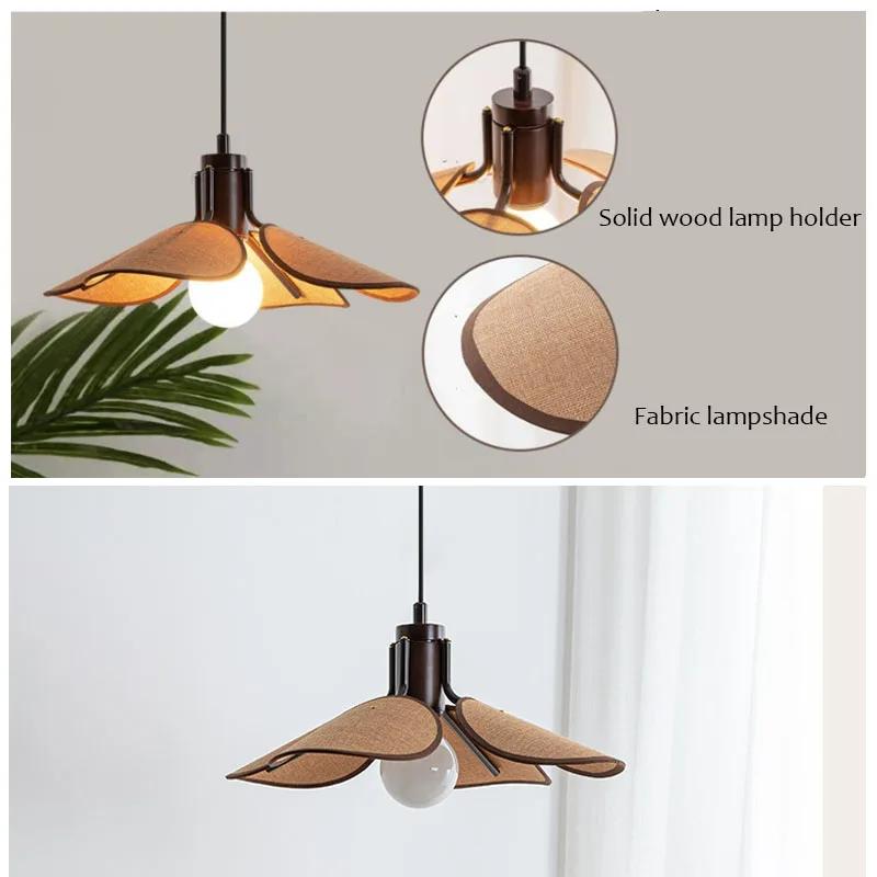 Japanese Fabric Chandelier Hoom Decor Dining Table Pendant Light LED Lighting for Living Room Bedroom Lamp E27 Indoor Fixture