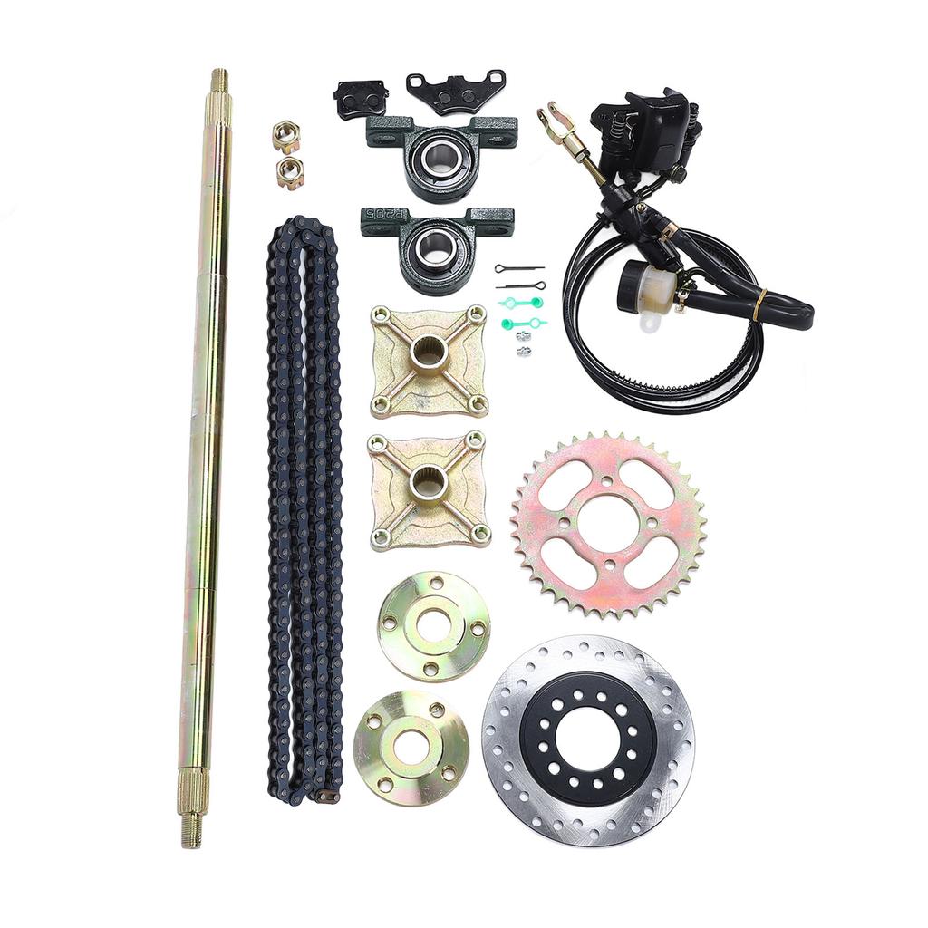 25.5in Go Kart Zadní Živá Náprava Kit Robustní Vylepšený Úchop Rozeta Náboj Brzdový Sestava Řetěz Kotouč pro 50cc 70cc 90cc ATV