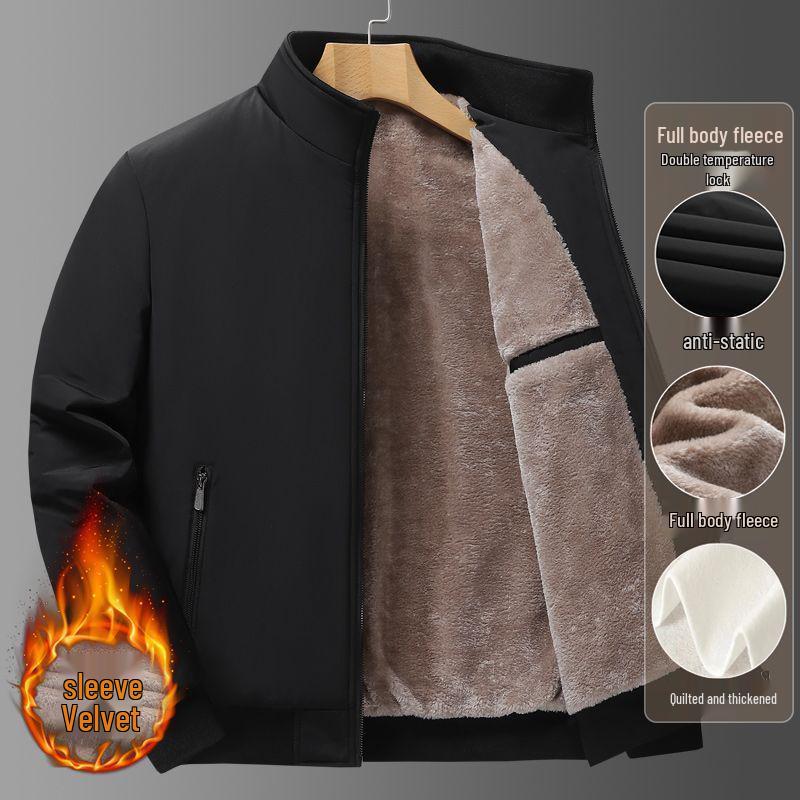 

Dad s Winter Jacket with Fleece Lining, Thickened Design for 50-70 Year Old Men, Warm Autumn/Winter Coat L 90-105 lbs