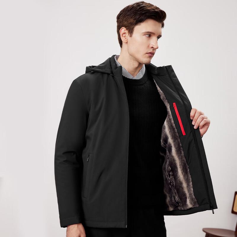 Shanshan Men's Detachable Hooded Padded Fleece-lined Jacket