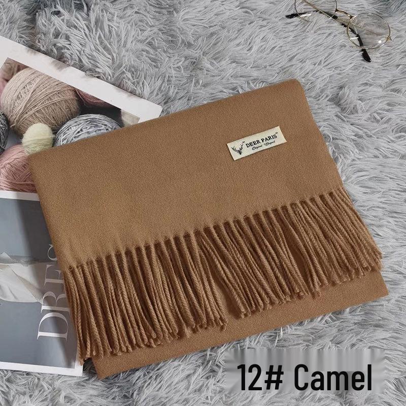 Luxury Unisex Scarf: Autumn/Winter Thickened Solid Color Cashmere-Feel Shawl