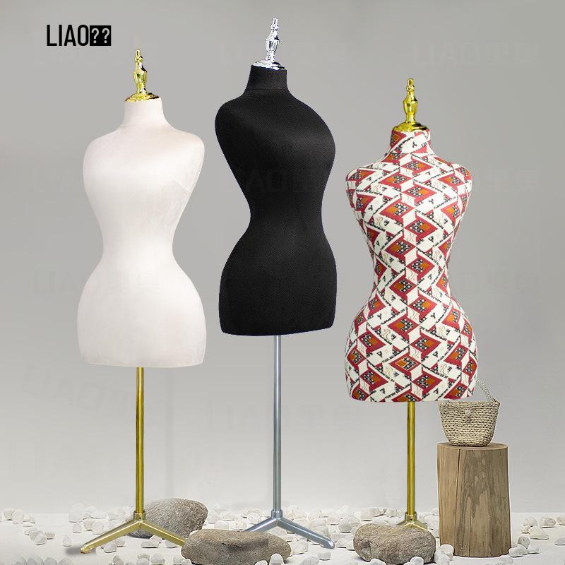 Plus Size Fabric Half-Body Mannequin with Pinned Design for Women's Clothing Display