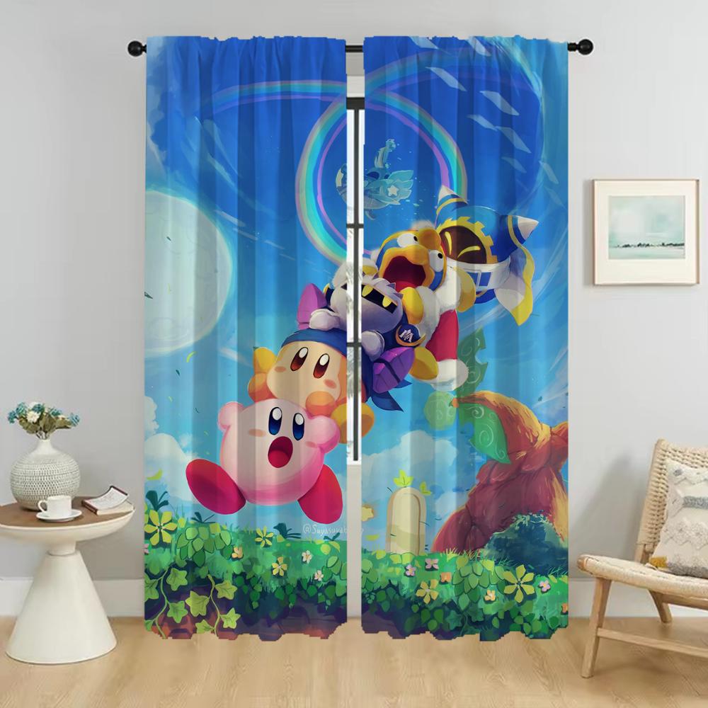 K-Kirbyes Elegant Room Curtains for Living Room Shades Halloween Decoration Anti-mosquito Curtains 2 Pieces Window Curtain Child