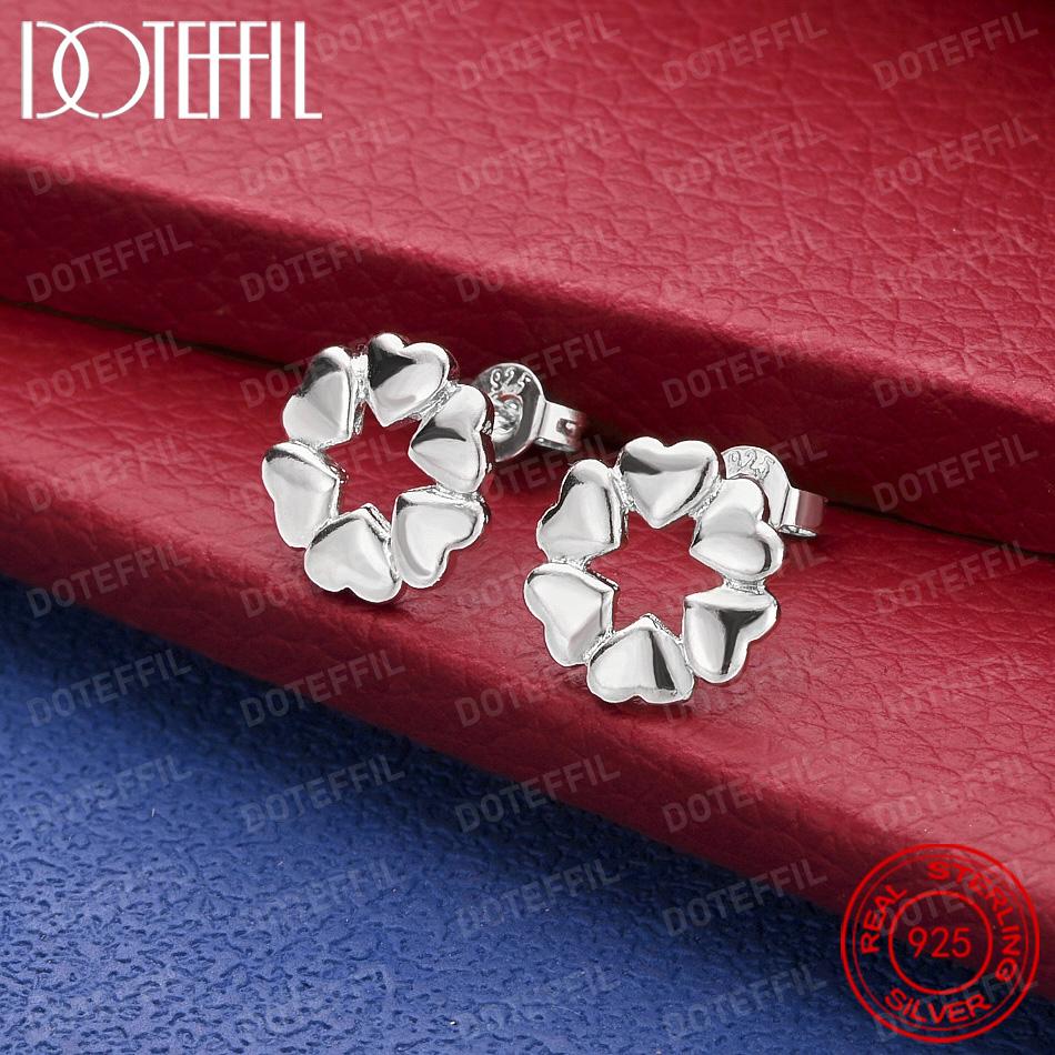 Xiaomi 925 Sterling Silver Exquisite Heart Garland Stud Earrings for Women Party Wedding Accessories Elegant Jewelry
