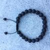 Handmade Matte Stone & Silver Lion Bracelet with 8mm Dragon Pattern Prayer Beads