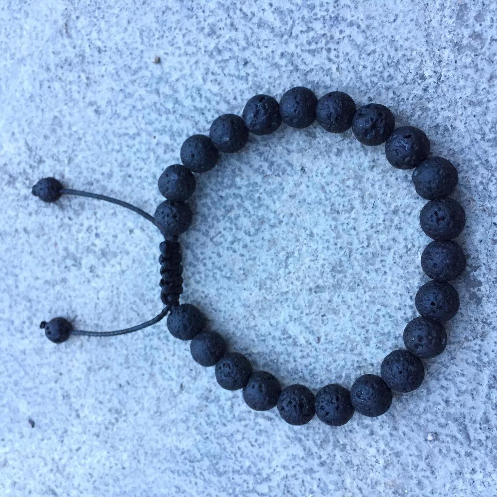 Handmade Matte Stone & Silver Lion Bracelet with 8mm Dragon Pattern Prayer Beads