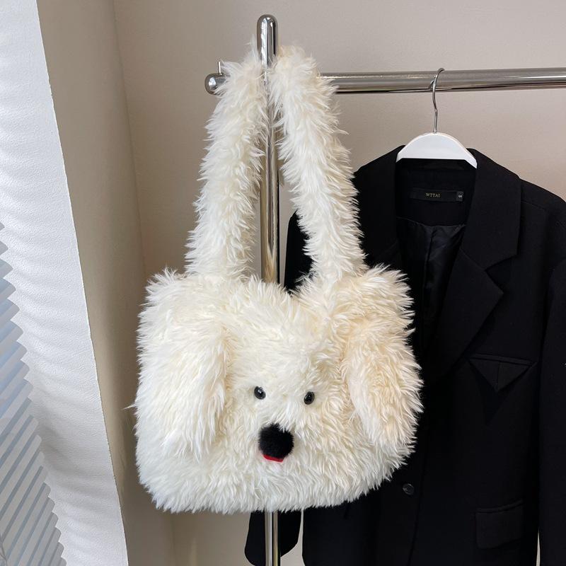 Japanese sweet and cute West Highland puppy plush bag women's autumn and winter 2025 new versatile commuter shoulder bag