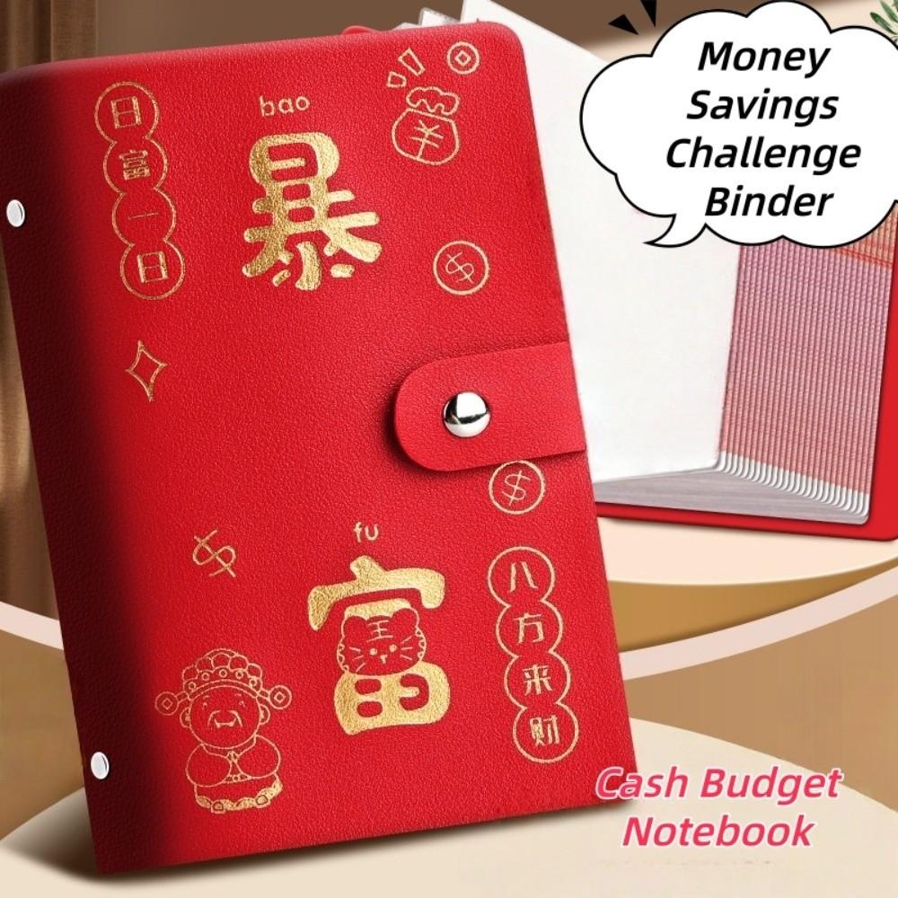 Chinese New Year Envelop Savings Challenges Book God of Wealth Style Cash Budget Notebook Unisex