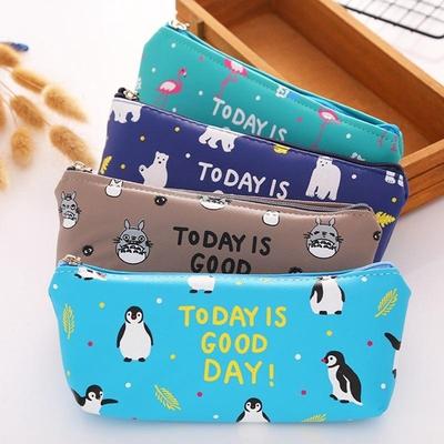 Cute Cartoon Animal Canvas Pencil Cases Creative Stationery Storage Pen Bag For Student