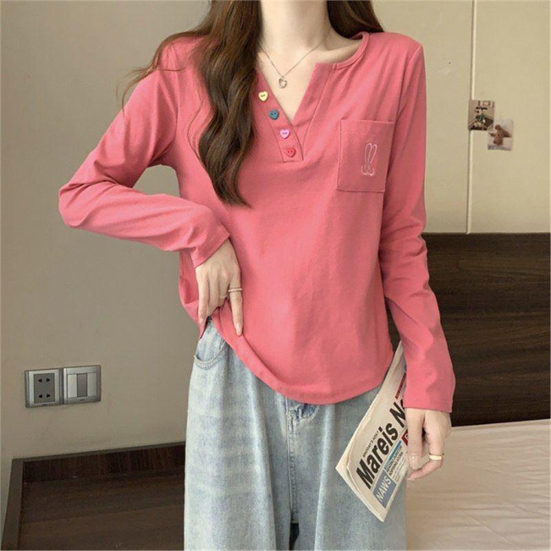 

2024 Plus Size Women’s Long Sleeve Spring Top - Slimming, Loose Fit, Straight Shoulder Design to Conceal Belly M розовый