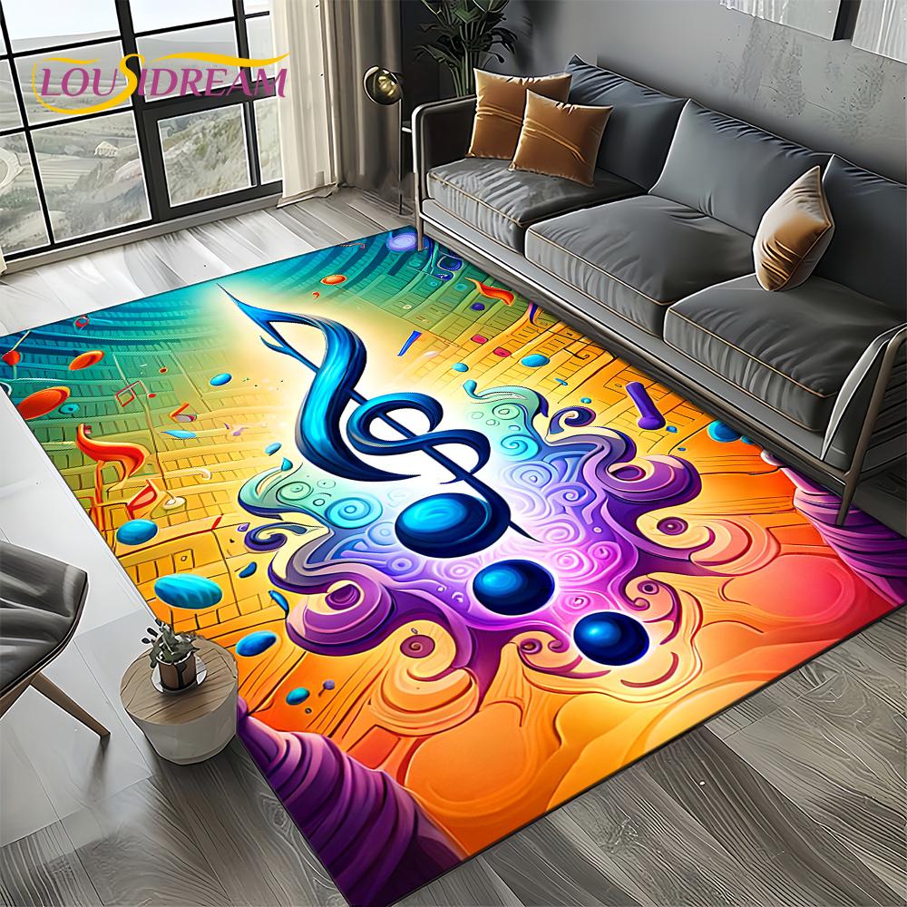 Note Music Colorful Musical Score Cartoon Dream Carpet Rug for Living Room Bedroom Home Sofa Decoration,Kid Non-slip Floor Mat