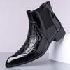 Fashion Brand Designer New Men's Patent Leather Pointed Toe Business Casual Ankle Boot for Men Winter Chelsea Leather Shoes