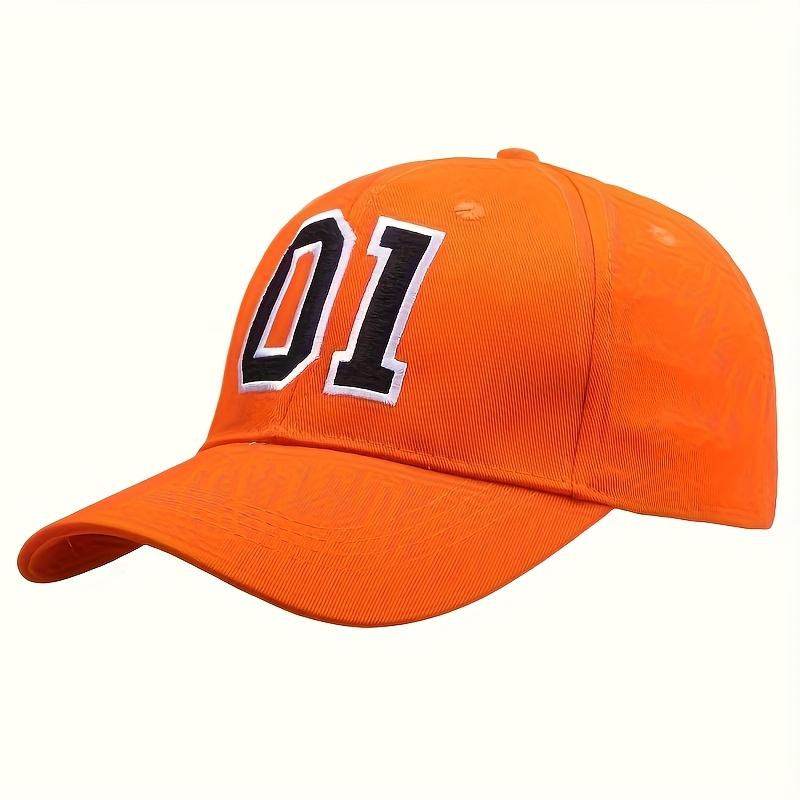 Lightweight & Durable Bright Orange Embroidered Baseball Cap Adjustable Strap, Wide Brim, Outdoor Activities, Beach Vacations