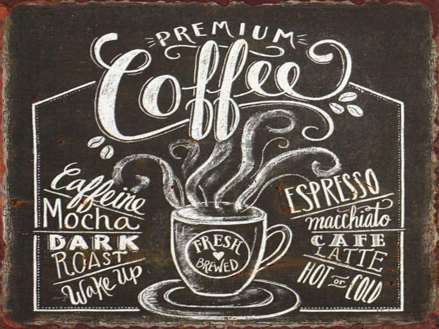 

Винтажный постер с кофе, металлические вывески, кафе, магазин, домашний диван, фоновое украшение, жестяная вывеска, декоративные таблички, эстетическая настенная живопись 20x30cm-7.9x11.8inch