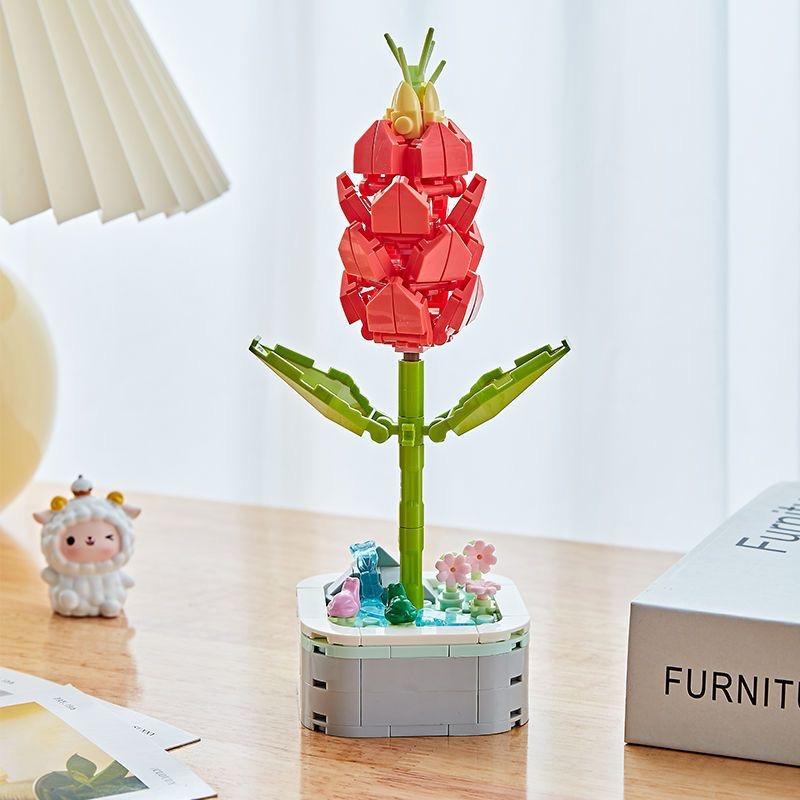 64 Styles Rose Flower Building Block Flower Eternal Bouquet Prickly Pear Model Plant Decoration Educational Toy For Kids Gift