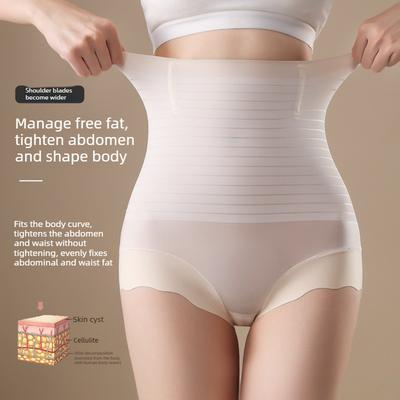 Damen Frühling Nachgeburt Kunststoff Taille Eis Seide Spurlos Schlankmachend Hohe Taille Bauch Heben Hüfte Unterwäsche