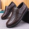 Sandals Men'S Leather Breathable Father Shoes Soft Sole Non-Slip Hollow Hole Shoes Thick Sole Wear-Resistant Cool Leather Shoes