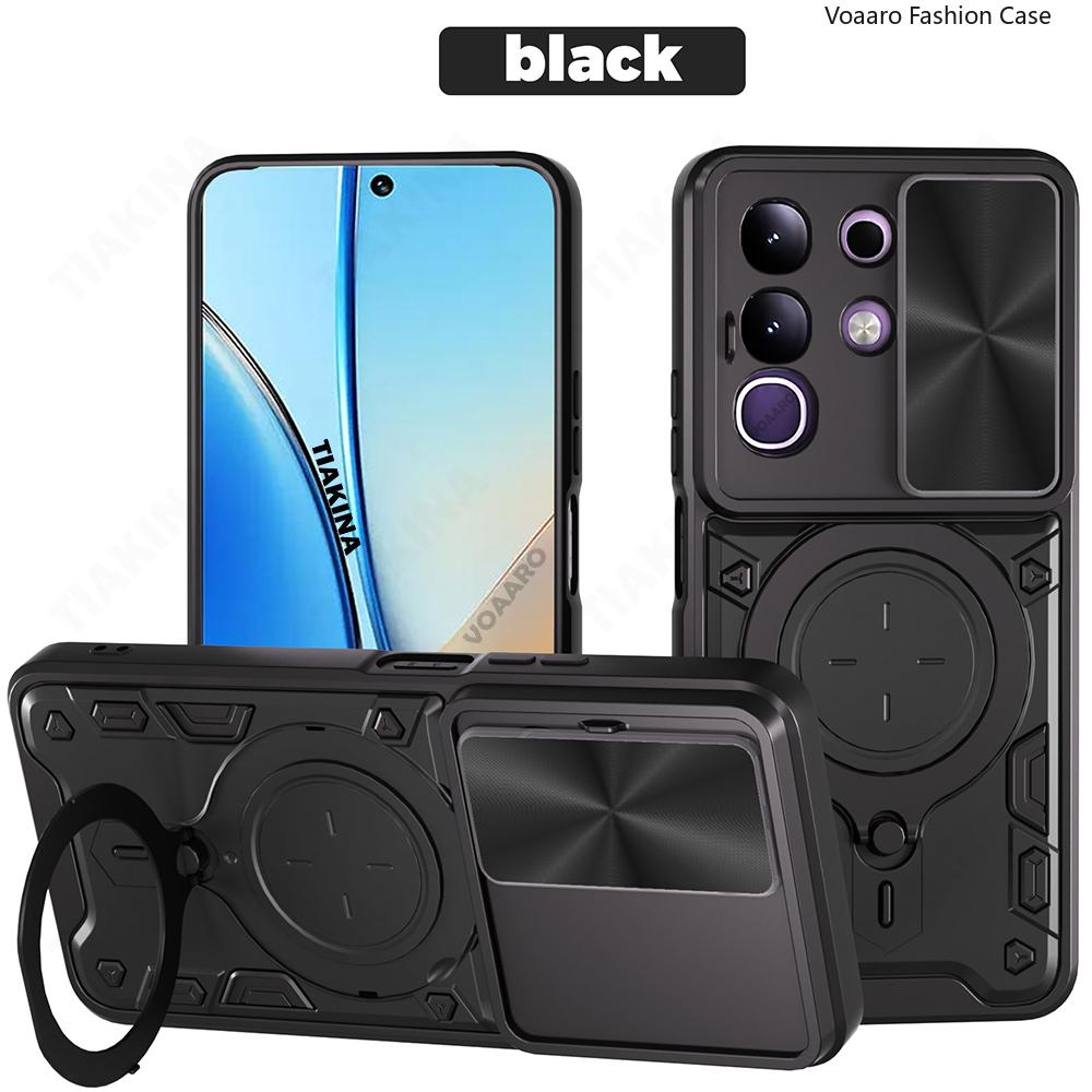 Slide Lens Armor Funda for Vivo Y29 4G Global Case for Vivo T4X 5G India Y300t China Case Magnetic Ring Kickstand Holder Cover