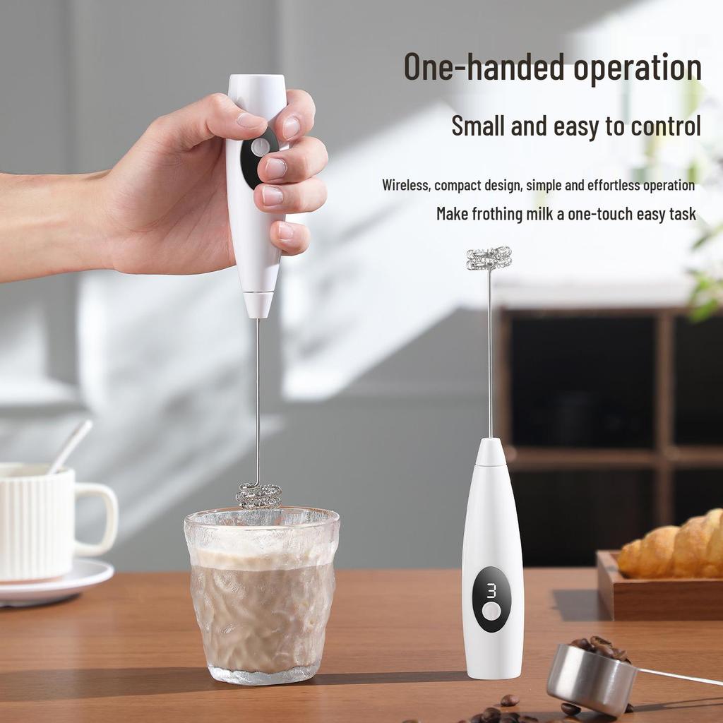 Electric Handheld Milk Frother and Egg Beater - Food Grade Small Mixer for Coffee