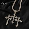 Hip-hop Single Row Full of Zirconium Thin Trinity Cross Pendant Simple Copper Inlaid Zircon Jewelry Necklace