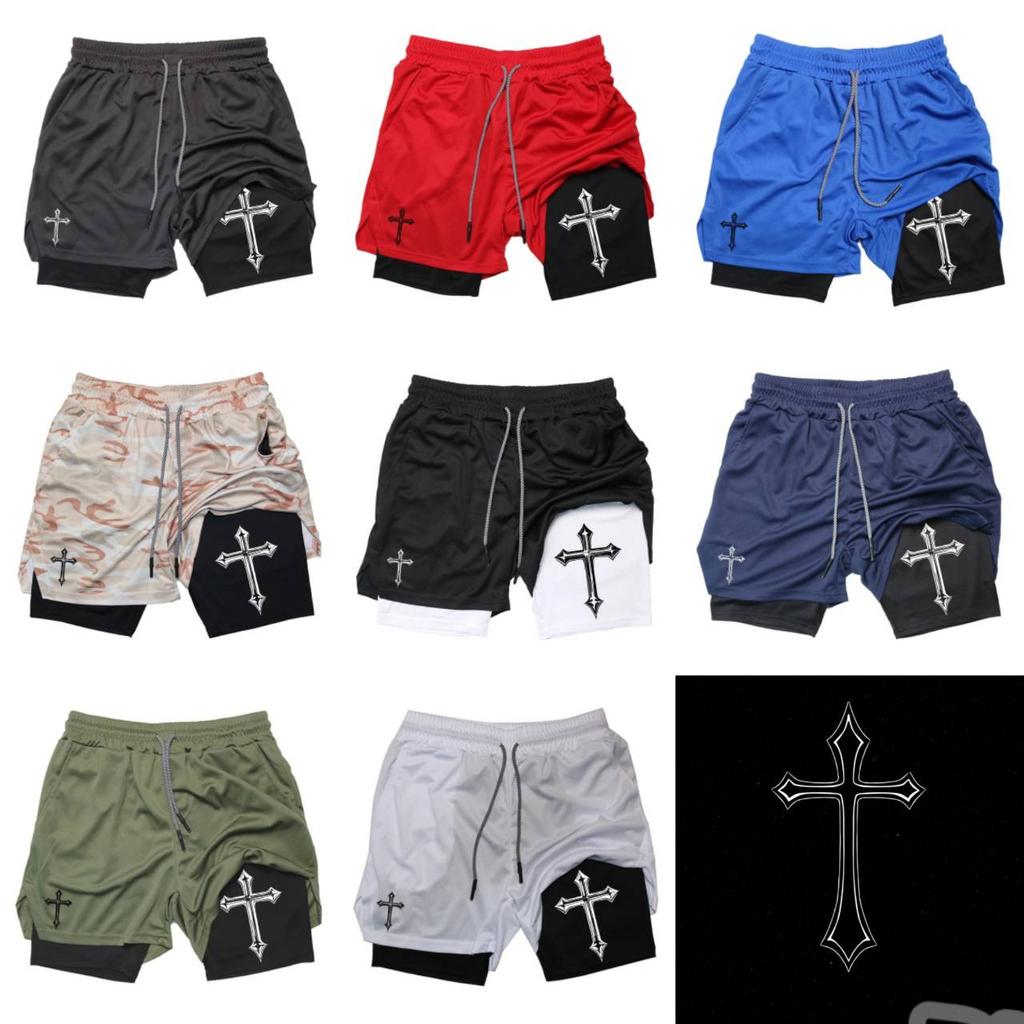 Kreuz Christlich Gott Jesus Camouflage Muay Thai Kickboxen MMA Shorts Herren Damen Unisex Doppellagig Schnelltrocknend Training Sport Fitnessstudio Workout
