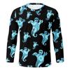 Spring and Autumn Round Neck 3D Halloween Printed Top Fashionable Casual Long Sleeved Men's T-shirts