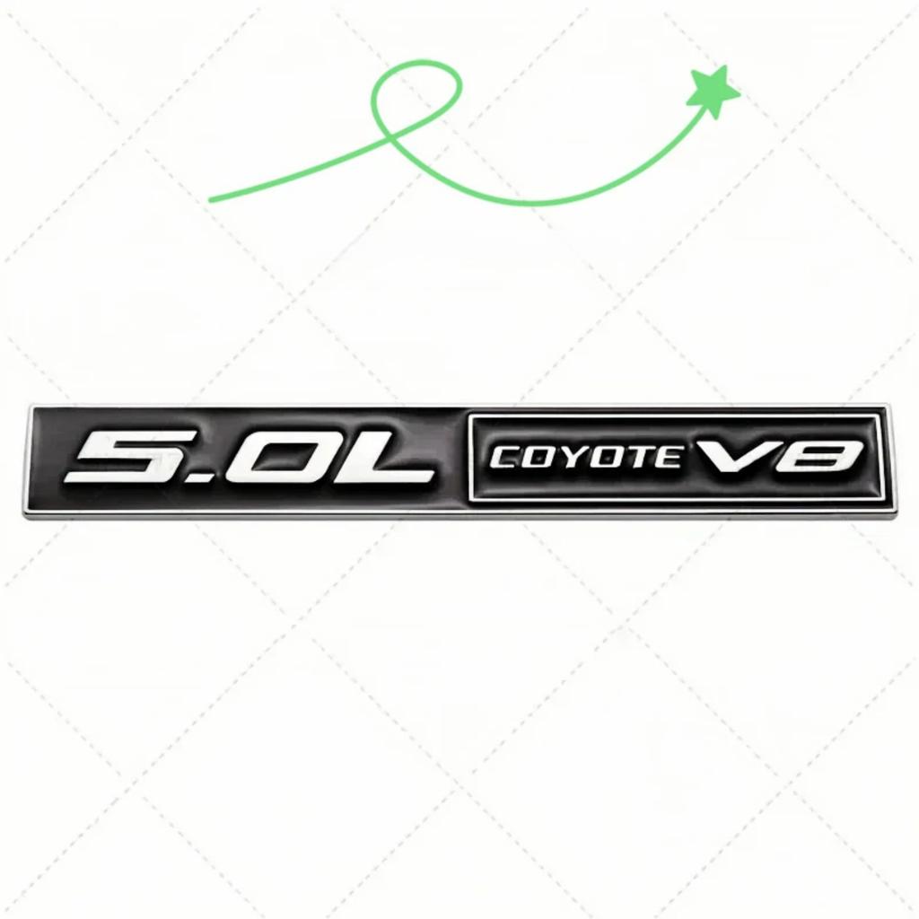 3D Metal 5.0 V8 Badge Sticker Rear Trunk Side Fender Emblem Decal