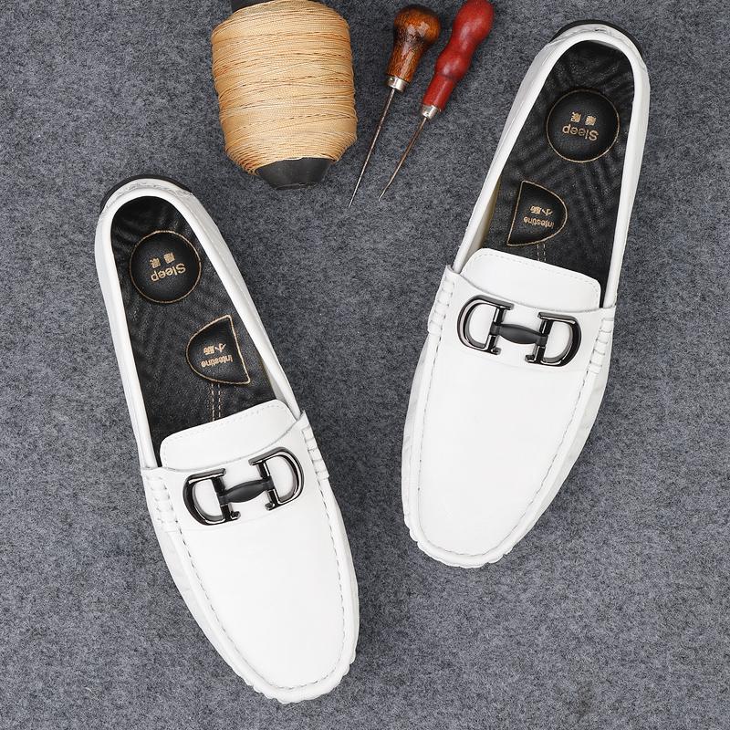 Fashion Men's Lightweight Genuine Leather Formal Leather Shoes Soft Comfortable Non-slip Casual Men's Wedding Groomsman Office Loafers