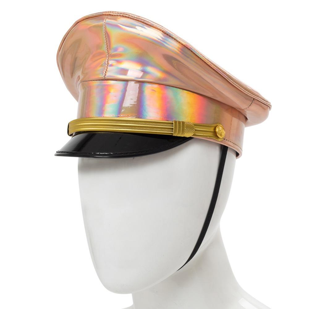 PU Leather Captain Cap Prom Performance Big Brimmed Hat Bar Cosplay Show Hat Personality Beret Cap