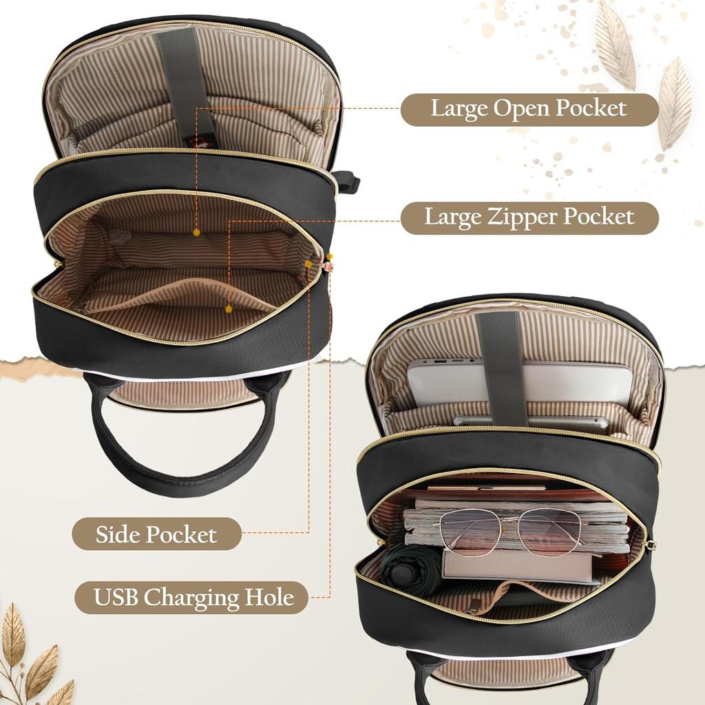 2Pcs Women Travel Backpack Work Waterproof Business Backpacks Outdoor College Carry On Backpacks Casual Bag with Small Bag