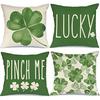 GEEORY St Patricks Day Pillow Covers 18x18 Set of 4 St Patricks Day Decorations for Home Shamrock Lucky St Patricks Day Decorative Throw Pillows