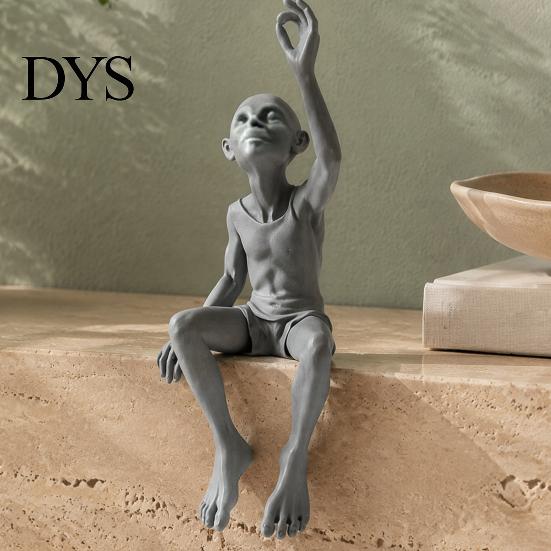 Small Statue for Bookshelf 3D Printed Gulu Sitting Statue, Resin Alien Figurine, Creative Figurine Edge Sculpture Home Office Desktop Ornament