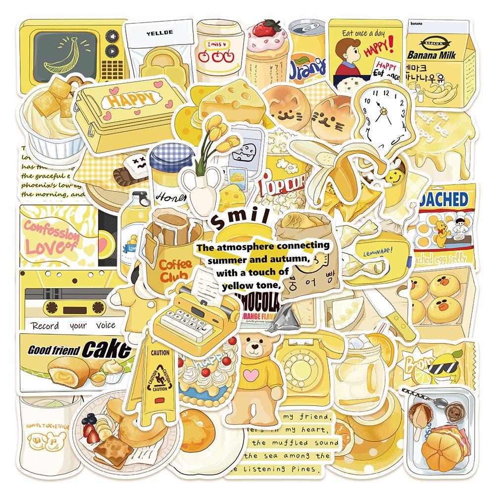 

1set Minimally yellow salt based stickers for laptops, account books, phone cases, decorative stickers