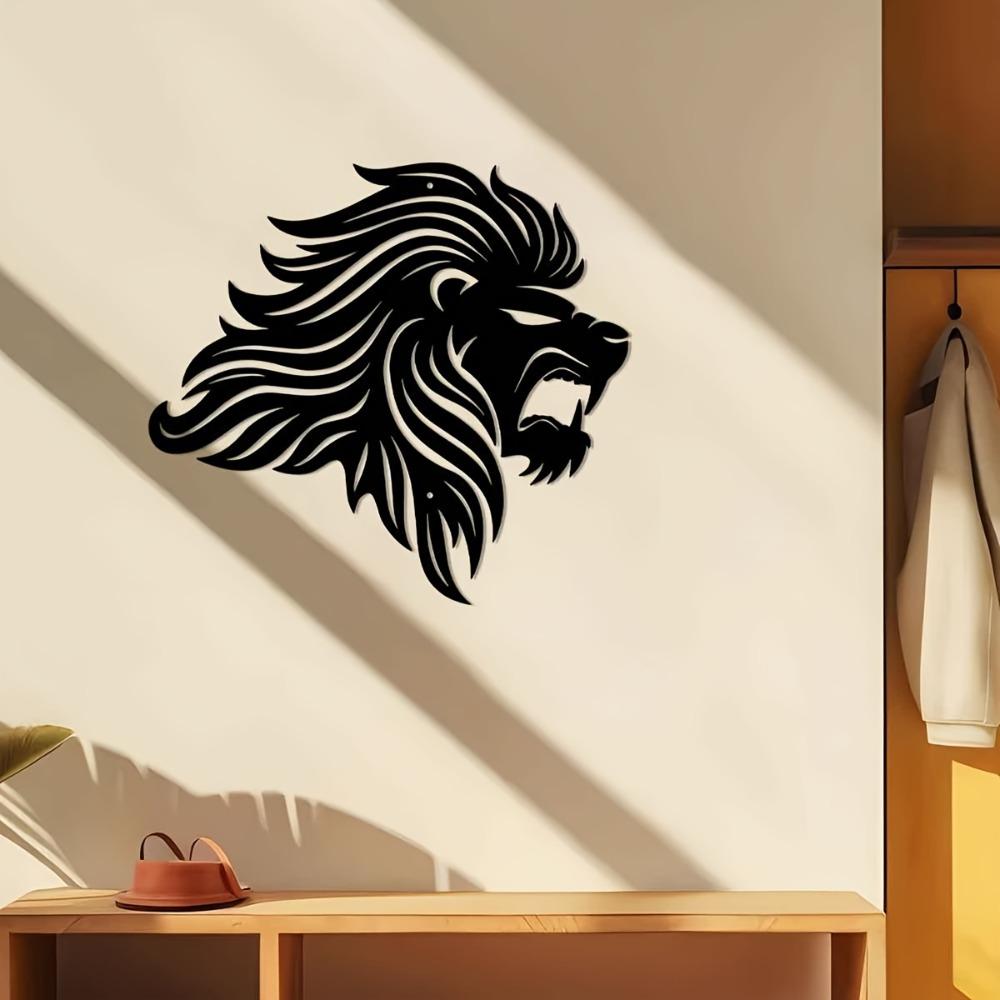 1pc Metal Lion Wall Decor Iron Art Statue 11.81 Inch for Indoor Outdoor Home Garden Living Room Bedroom Porch