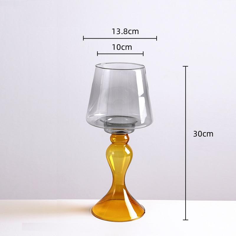 Glass Vase Geometric Tall Flowerpot Candlestick Candle Holder Flower Arrangement Accessories Terrarium Home Decoration