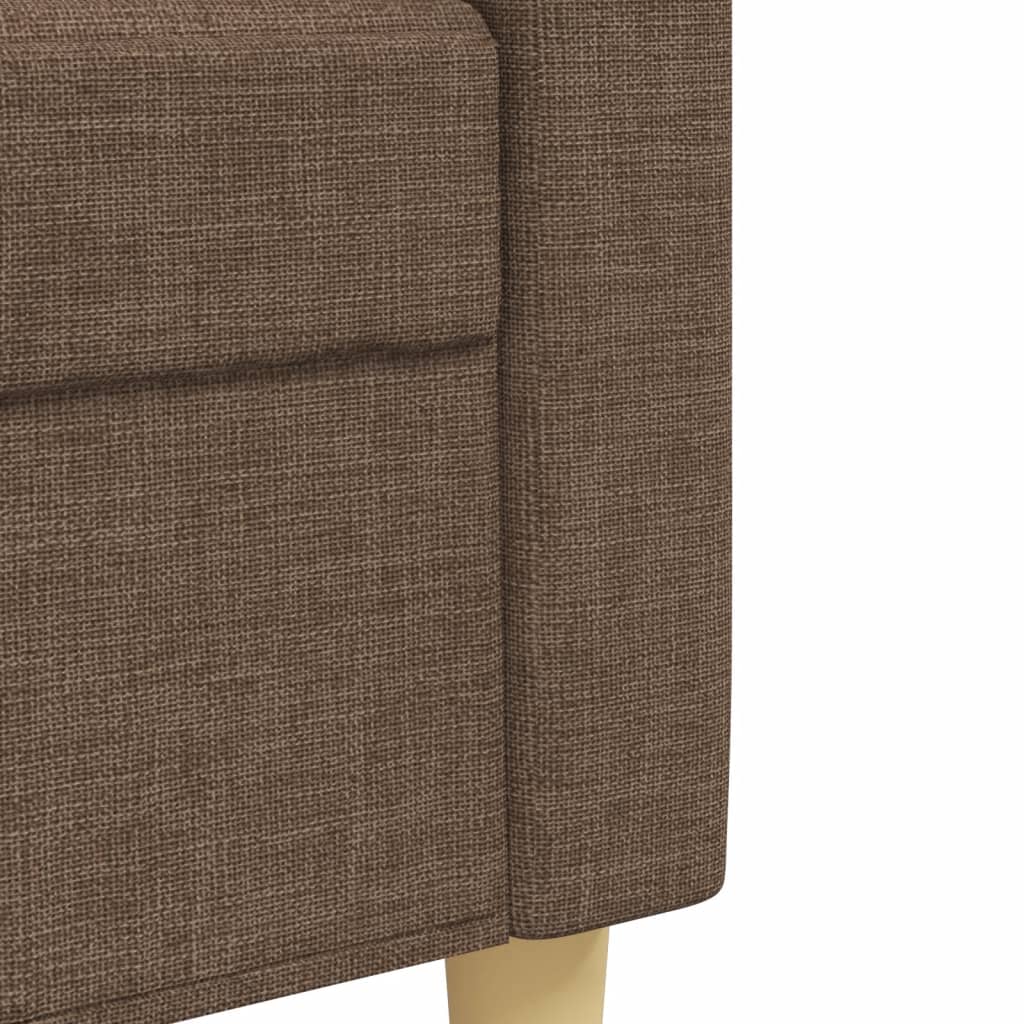3 Piece Sofa Set with Footstool Brown Fabric