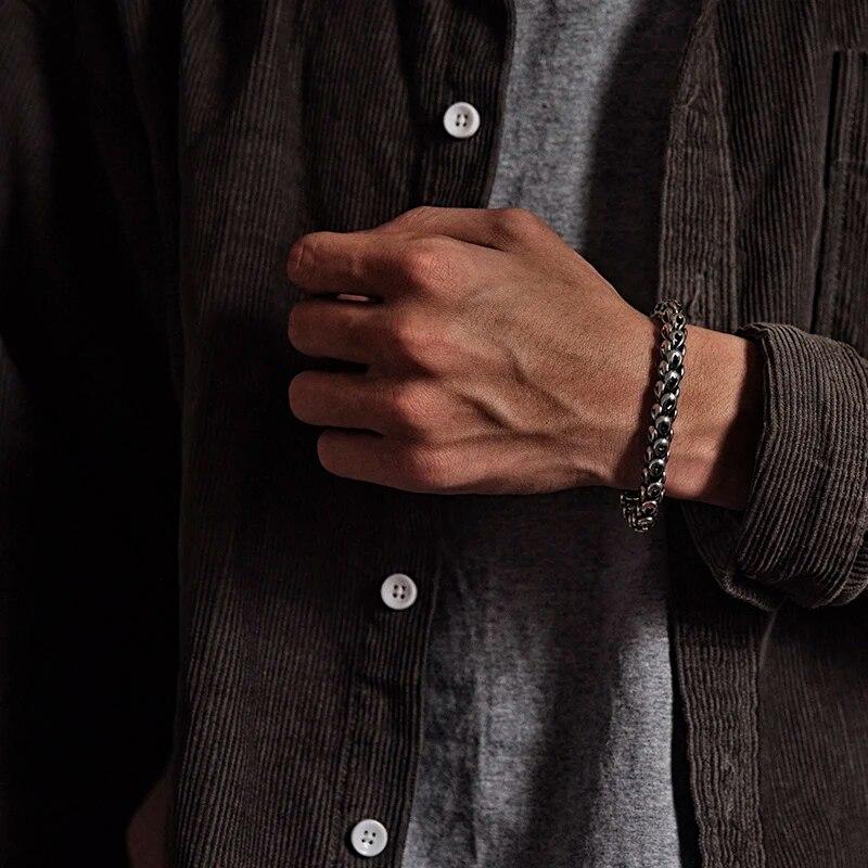 HX European and American Fashion Light Luxury Bracelet Trendy Male Personality Thick Dragon Scale Retro Jewelry Birthday Gift
