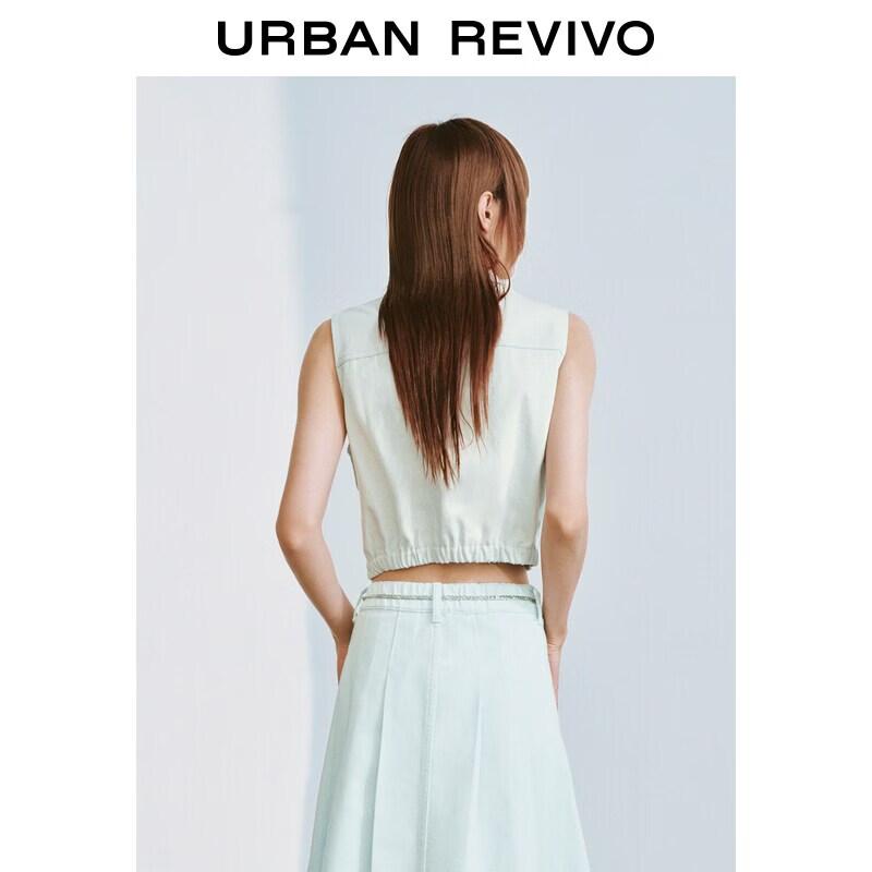 UR2026 Women's Cropped Sleeveless Lapel Jacket