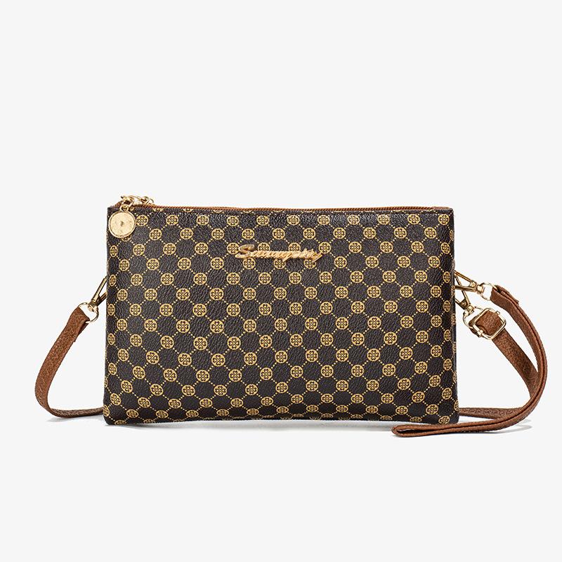 

Simple printed small square bag autumn and winter new fashion women s messenger double-layer mobile phone change bag woman темно-коричневого